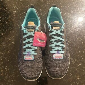Skechers Charcoal and Aqua Athletic Shoes